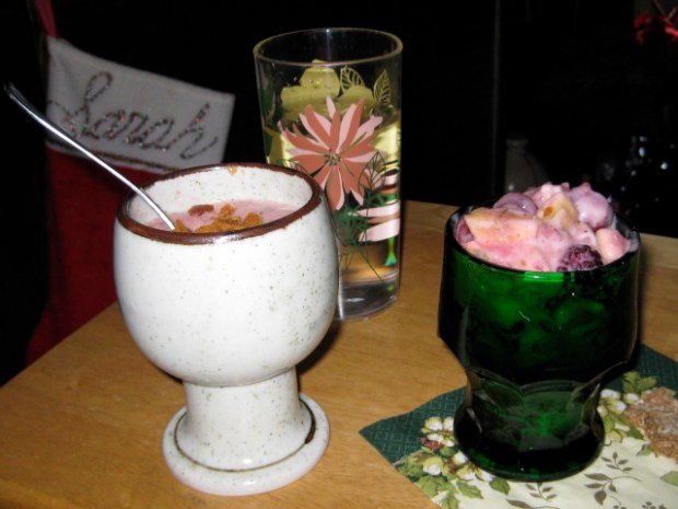 oatmeal plus about 2 cups of fruit salad with nonfat vanilla yogurt