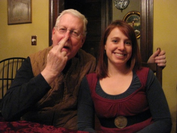 Dad sending a friendly message to the photographer (my mother)