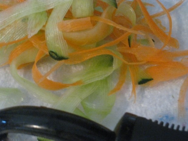 veg slivers of carrot and cucumber ...