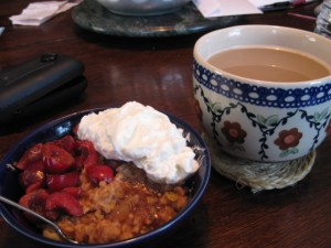 topped with 1/3 cup Greek yogurt and accompanied by my Nutcracker Sweet tea