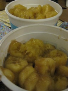 bananas AFTER, chopped for freezing ... still not appetizing!