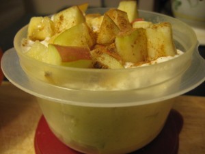 greek yogurt + apples + bananas + ginger